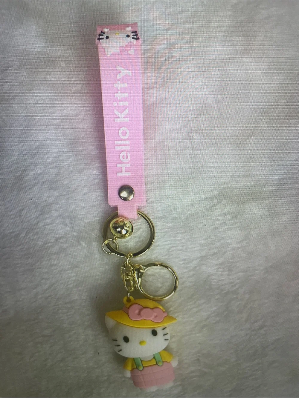 Hello Kitty Pink & Yellow Silicone Keyring with Strap
